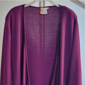 Rosanna Long Open Front Belted Purple Duster/Cardigan (Size: L)